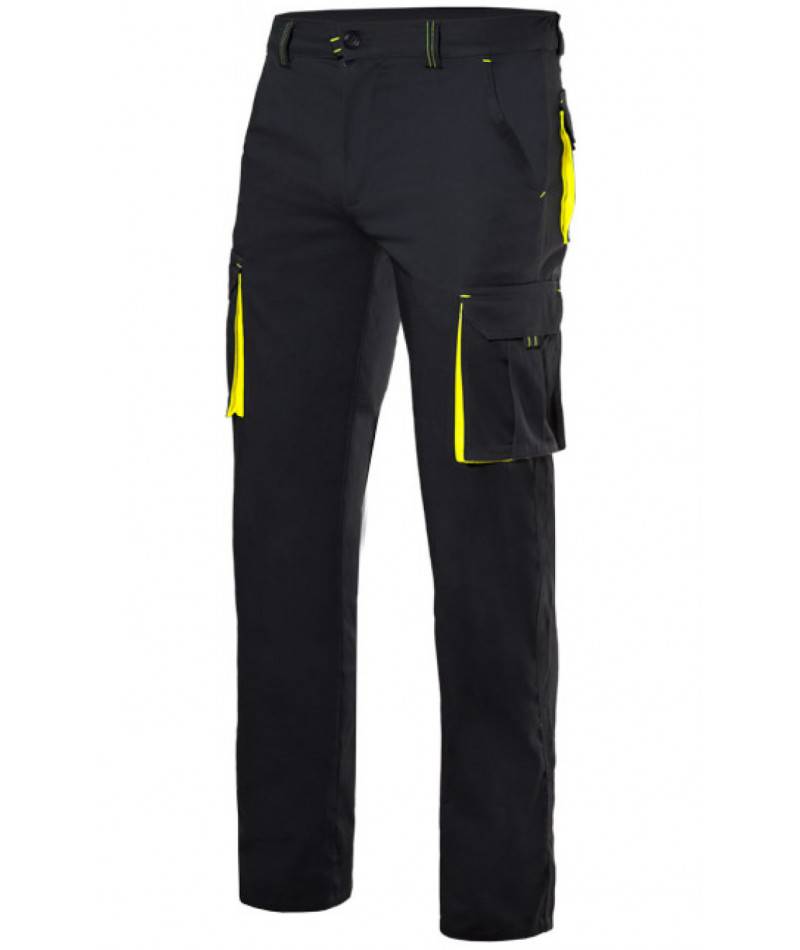 Pantalón stretch bicolor multibolsillos