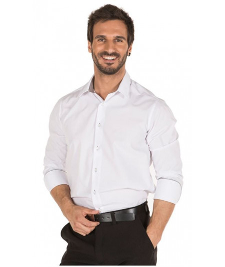 Camisa Contraste Blanco-Gris