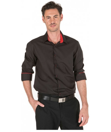 Camisa Contraste Negro-Rojo