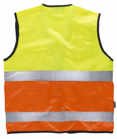 Chaleco tipo safari combinado con cintas reflectantes.
