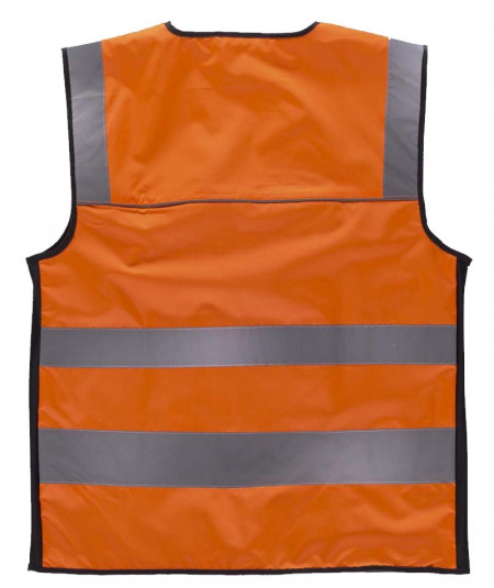 Chaleco de alta visibilidad en tejido Oxford con canesús y cintas reflectantes